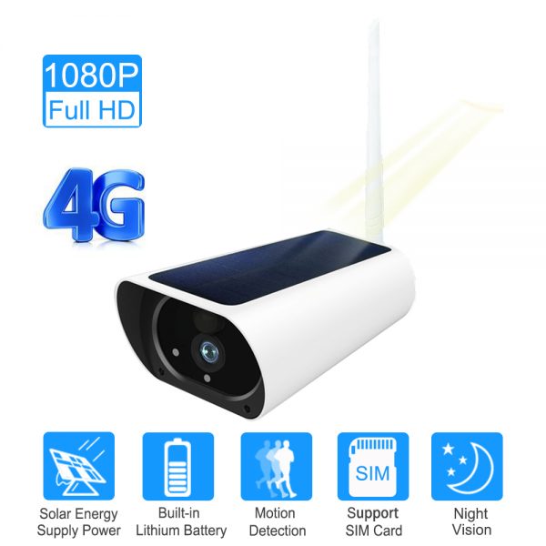 Solar & Battery Powered Security Camera 1080P - SIM Card 3G 4G GSM for remote sites with no power or internet 1