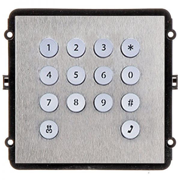 The INTIPVDSK is a keypad IP door station module for the VIP Vision Multi-Tenant Intercom Series. This compact unit features a robust stainless steel front pane