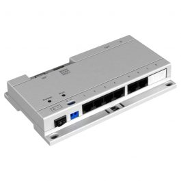 Inline Power over Ethernet switch that facilitates network and power for up to six IP intercom monitors. Simplify the expansion of Intercoms & Door Bells