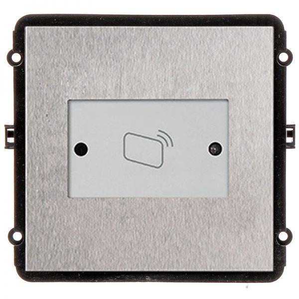 The INTIPVDSR is a reader door station module for the VIP Vision Multi-Tenant Intercom Series. This compact unit features a robust stainless steel front pane with an RFID card reader to scan registered cards/tags for quick