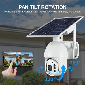 Battery & Solar Powered Security Surveillance Camera - PTZ 4G & WiFi camera with 8W solar panel 16