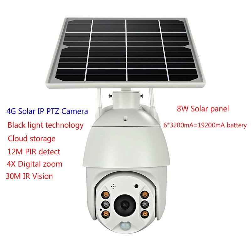 Battery & Solar Powered Security Surveillance Camera - PTZ 4G & WiFi camera with 8W solar panel 6