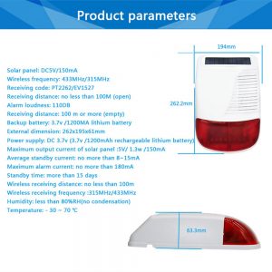 Solar Powered Alarm Siren & Strobe 3