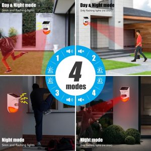 Outdoor Motion Detector with Siren, Strobe, Solar, Battery and wifi 5